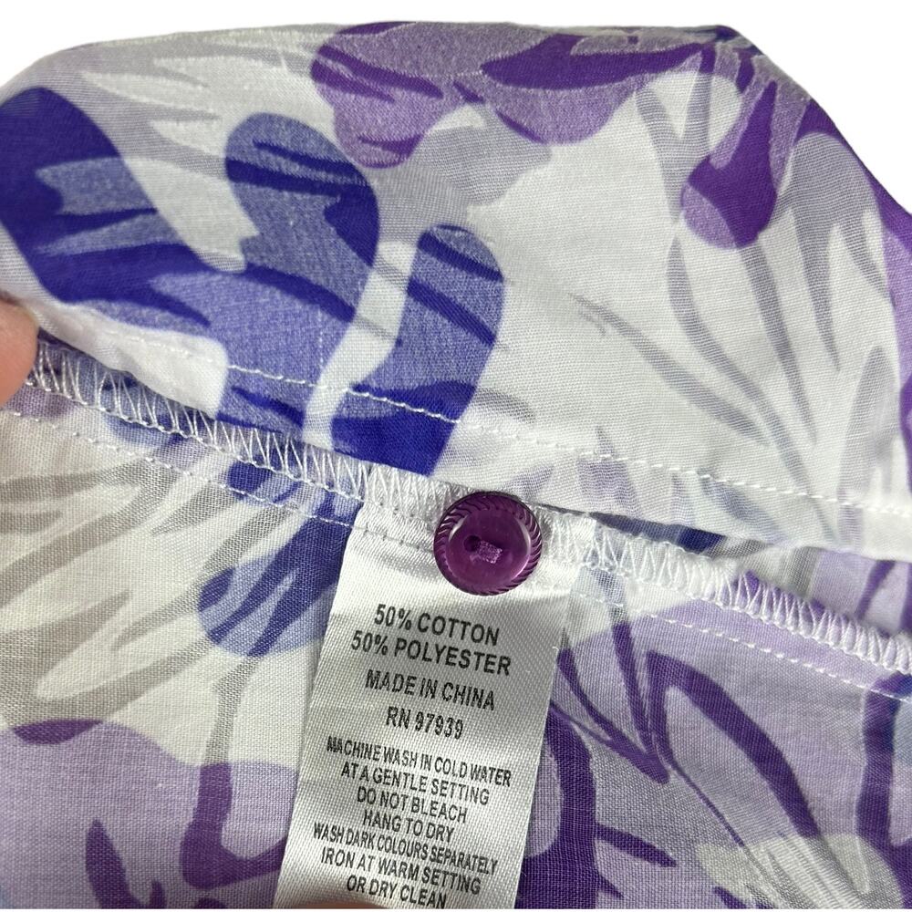 Peck & Peck Weekend Purples & White Button Shirt Sheer Size 10 EUC - Picture 4 of 5